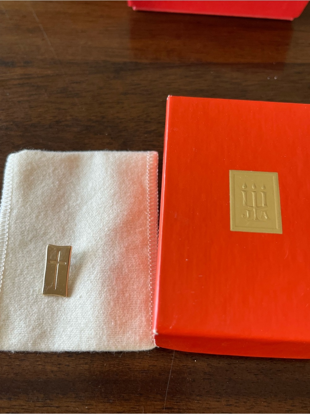 James Avery Rare Rectangular Pendant with Etched Cross 14k gold